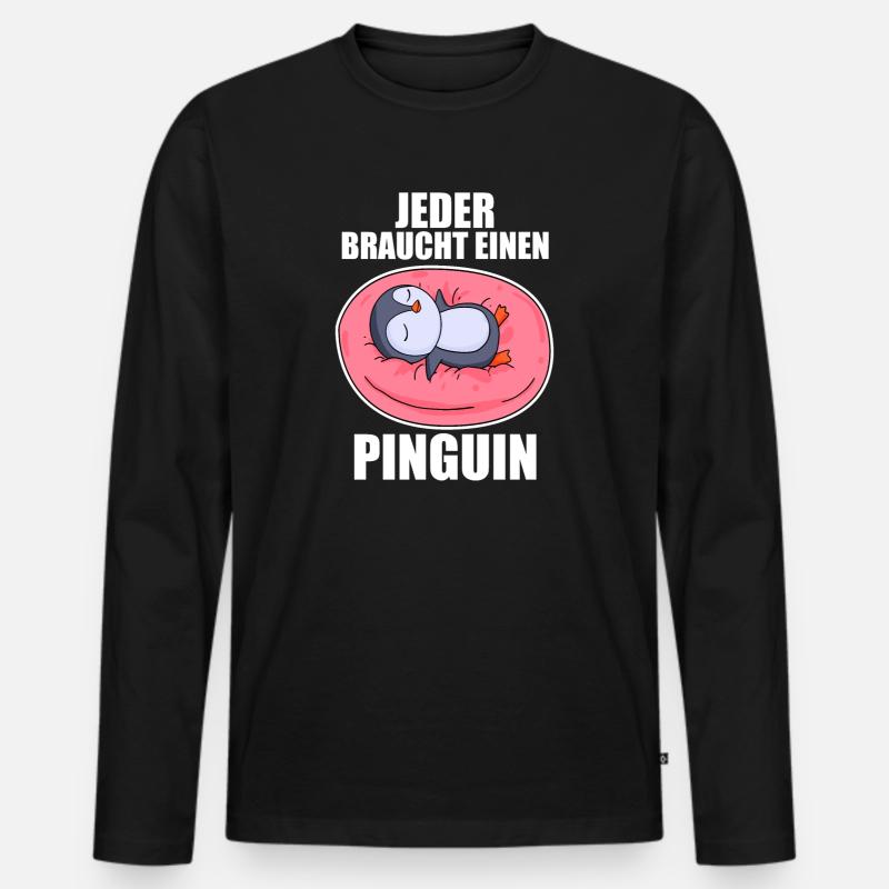 Pinguin Pinguine - Männer Premium Bio Langarmshirt - Schwarz