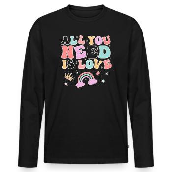All You Need Is Love Rainbow - Men's Premium Organic Long Sleeve Shirt - black - Front - Nico (187cm)