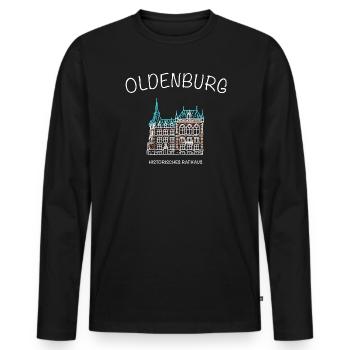 Oldenburg, Historic Town Hall, Lower Saxony - Men's Premium Organic Long Sleeve Shirt - black - Front - Nico (187cm)