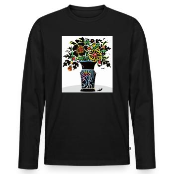 bouquet coloré de fleurs - T-shirt manches longues Premium bio Homme - noir - Devant - Nico (187cm)