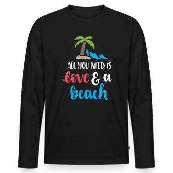 Tout ce dont vous avez besoin est l’amour et une plage - T-shirt manches longues Premium bio Homme - noir - Devant - Nico (187cm)