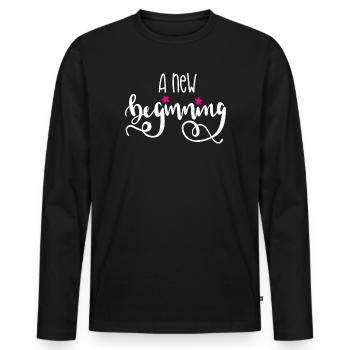 Ein neuer Anfang - Männer Premium Bio Langarmshirt - Schwarz - Vorne - Nico (187cm)