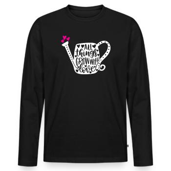 Alle Dinge wachsen mit Liebe - Männer Premium Bio Langarmshirt - Schwarz - Vorne - Nico (187cm)