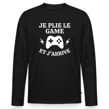 jeux vidéo, gamer, console de jeux - T-shirt manches longues Premium bio Homme - noir - Devant - Nico (187cm)