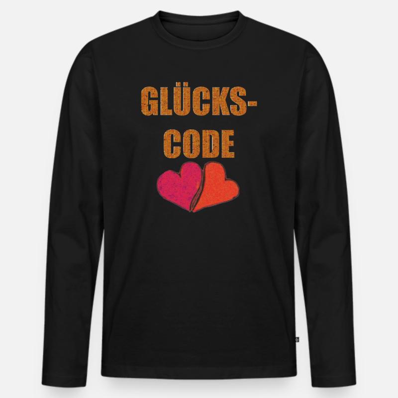 GLÜCKS CODE - Männer Premium Bio Langarmshirt - Schwarz