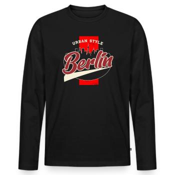 Police rétro de style urbain berlinois - T-shirt manches longues Premium bio Homme - noir - Devant - Nico (187cm)
