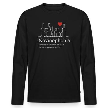 Novinophobia - Fear of running out of wine - Funny - Männer Premium Bio Langarmshirt - Schwarz - Vorne - Nico (187cm)