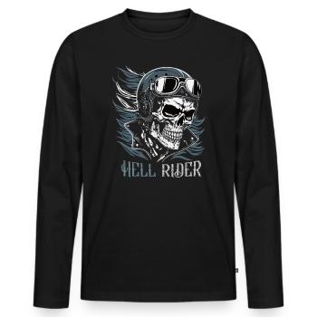 Skull Rider with Goggles - Men's Premium Organic Long Sleeve Shirt - black - Front - Nico (187cm)
