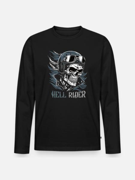 Skull Rider with Goggles - Men's Premium Organic Long Sleeve Shirt - black