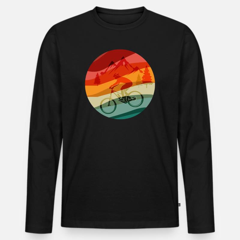 Rainbow Ridge MTB-Fahrer - Männer Premium Bio Langarmshirt - Schwarz