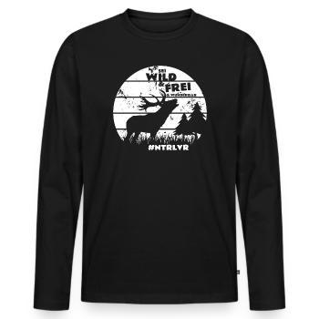 Sei wild & frei & wunderbar - Männer Premium Bio Langarmshirt - Schwarz - Vorne - Nico (187cm)
