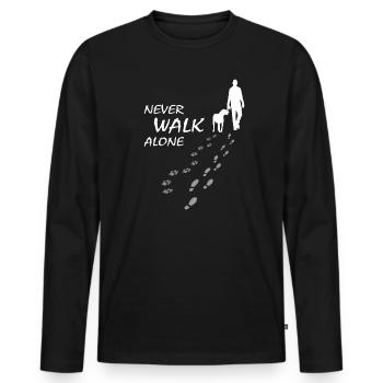 Never walk alone - Hund Gassi Geschenk - Männer Premium Bio Langarmshirt - Schwarz - Vorne - Nico (187cm)