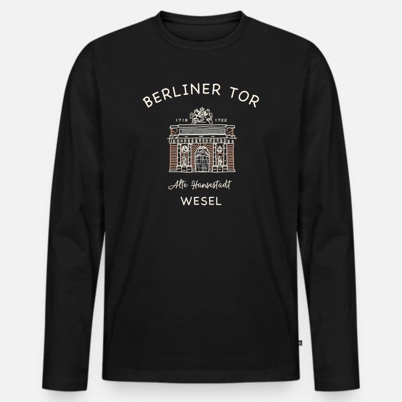 Wesel, Berliner Tor - Männer Premium Bio Langarmshirt - Schwarz