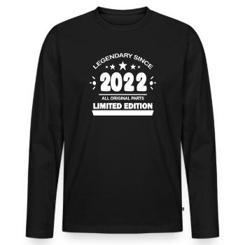 2022 - Jahrgang 2022 - Baujahr 2022 - Männer Premium Bio Langarmshirt - Schwarz - Vorne - Nico (187cm)