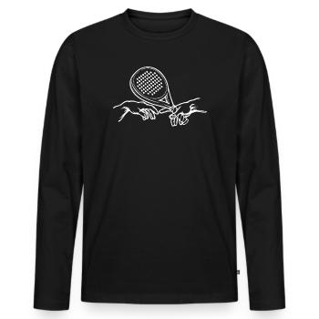 Trainer Racket Padel Sport Padelspiel Spieler - Männer Premium Bio Langarmshirt - Schwarz - Vorne - Nico (187cm)