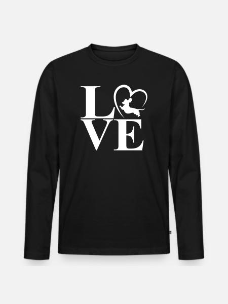 Dachshund Dackel Love Heart - Men's Premium Organic Long Sleeve Shirt - black