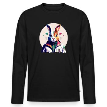 Bunny, Easter Bunny - Men's Premium Organic Long Sleeve Shirt - black - Front - Nico (187cm)