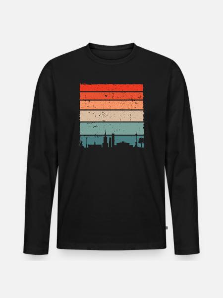 Sunset Skyline Gradient Tee - Men's Premium Organic Long Sleeve Shirt - black