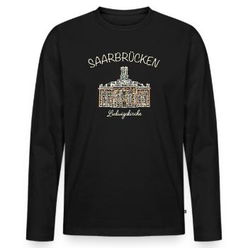 Saarbrücken, Ludwigskirche - Männer Premium Bio Langarmshirt - Schwarz - Vorne - Nico (187cm)