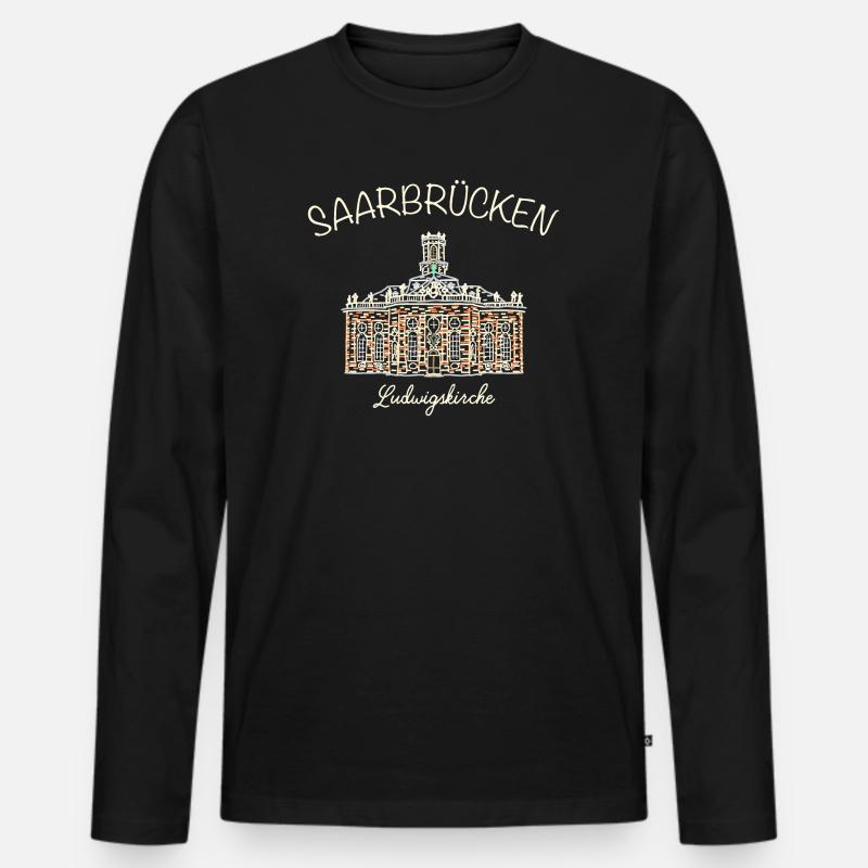 Saarbrücken, Ludwigskirche - Männer Premium Bio Langarmshirt - Schwarz