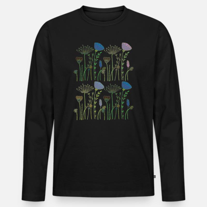 trockenblumen blumenwiese - Männer Premium Bio Langarmshirt - Schwarz