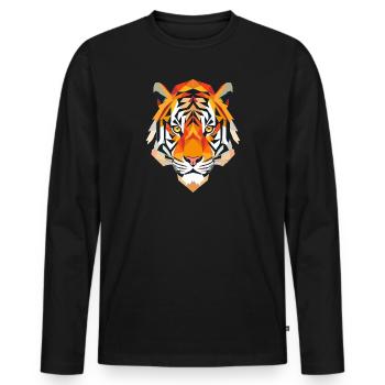 Stylized Tiger, Geometric - Men's Premium Organic Long Sleeve Shirt - black - Front - Nico (187cm)