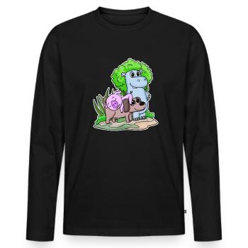 Animaux mignons - T-shirt manches longues Premium bio Homme - noir - Devant - Nico (187cm)