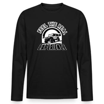 Experience Defender outdoor explore - Männer Premium Bio Langarmshirt - Schwarz - Vorne - Nico (187cm)