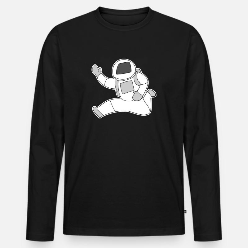 Astronaut Motiv - Männer Premium Bio Langarmshirt - Schwarz