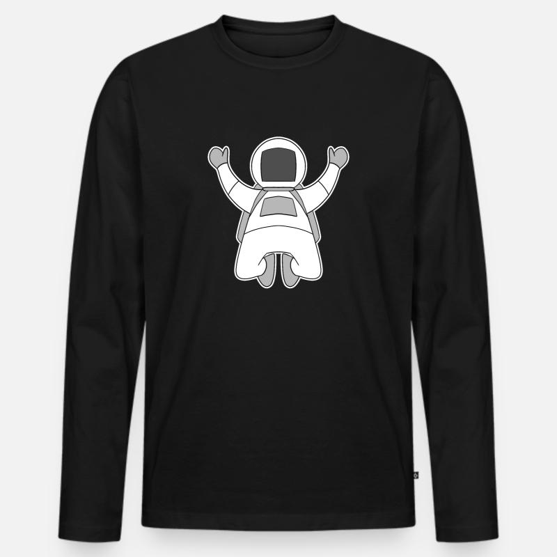Astronaut Motiv - Männer Premium Bio Langarmshirt - Schwarz