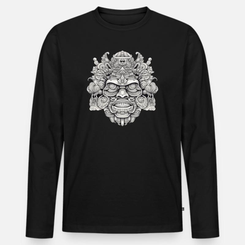 Psychedelischer Kopf - Männer Premium Bio Langarmshirt - Schwarz