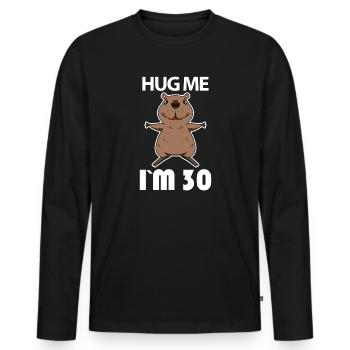 30 ans - 30 ans - câlin - T-shirt manches longues Premium bio Homme - noir - Devant - Nico (187cm)