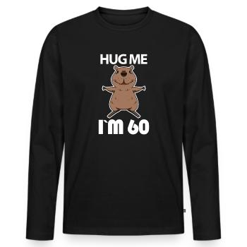 60 ans - 60 ans - câlin - T-shirt manches longues Premium bio Homme - noir - Devant - Nico (187cm)