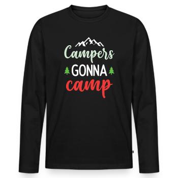 Camper auf dem Weg zum Camp - Männer Premium Bio Langarmshirt - Schwarz - Vorne - Nico (187cm)