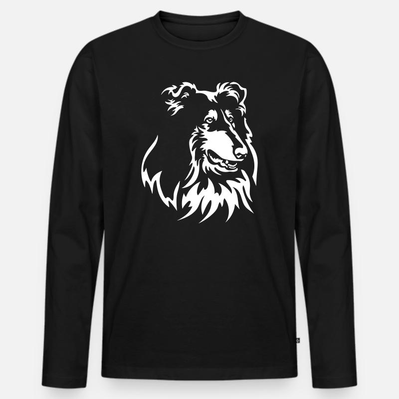 Collie Kopf "Black Edition" - Männer Premium Bio Langarmshirt - Schwarz
