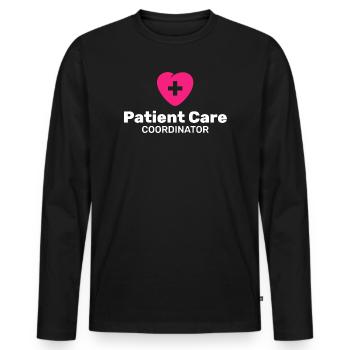 Patient Care Coordinator - Men's Premium Organic Long Sleeve Shirt - black - Front - Nico (187cm)