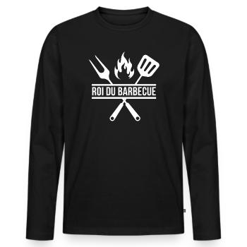 BBQ, roi du barbecue, viande à griller - T-shirt manches longues Premium bio Homme - noir - Devant - Nico (187cm)