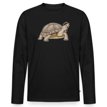 Turtle Painter Brush Painting - Men's Premium Organic Long Sleeve Shirt - black - Front - Nico (187cm)