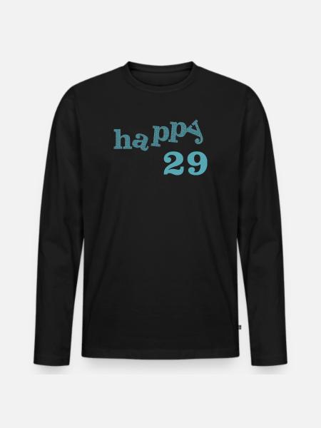happy 29 - Männer Premium Bio Langarmshirt - Schwarz