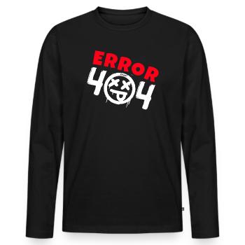 Fehler 404 nicht gefunden - Männer Premium Bio Langarmshirt - Schwarz - Vorne - Nico (187cm)