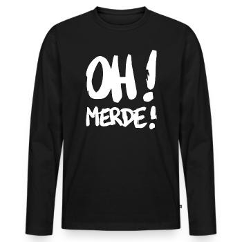 Merde - T-shirt manches longues Premium bio Homme - noir - Devant - Nico (187cm)