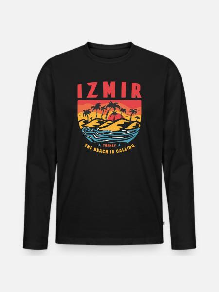 Izmir Turkey palm design - Men's Premium Organic Long Sleeve Shirt - black