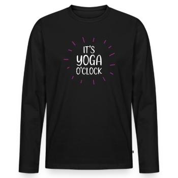 C’est Yoga O’clock - T-shirt manches longues Premium bio Homme - noir - Devant - Nico (187cm)