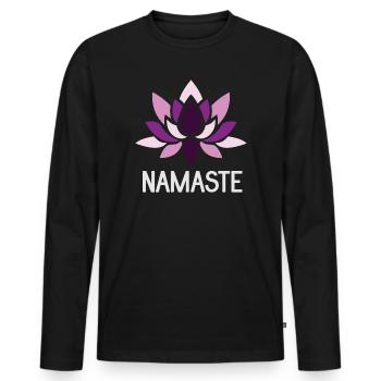 Namaste - Yoga Geschenkidee - Männer Premium Bio Langarmshirt - Schwarz - Vorne - Nico (187cm)