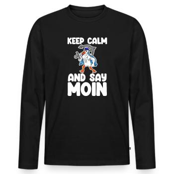 North Sea Moin Low German - Men's Premium Organic Long Sleeve Shirt - black - Front - Nico (187cm)