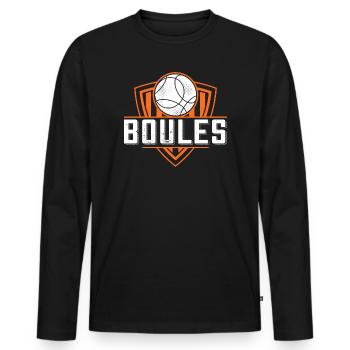 Boule boule boules pour bouler pétanque - T-shirt manches longues Premium bio Homme - noir - Devant - Nico (187cm)