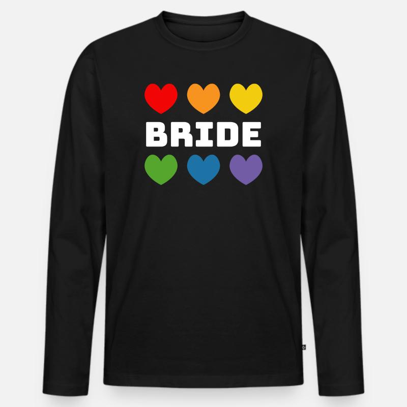 Regenbogenherzchen Bride weiss - Männer Premium Bio Langarmshirt - Schwarz