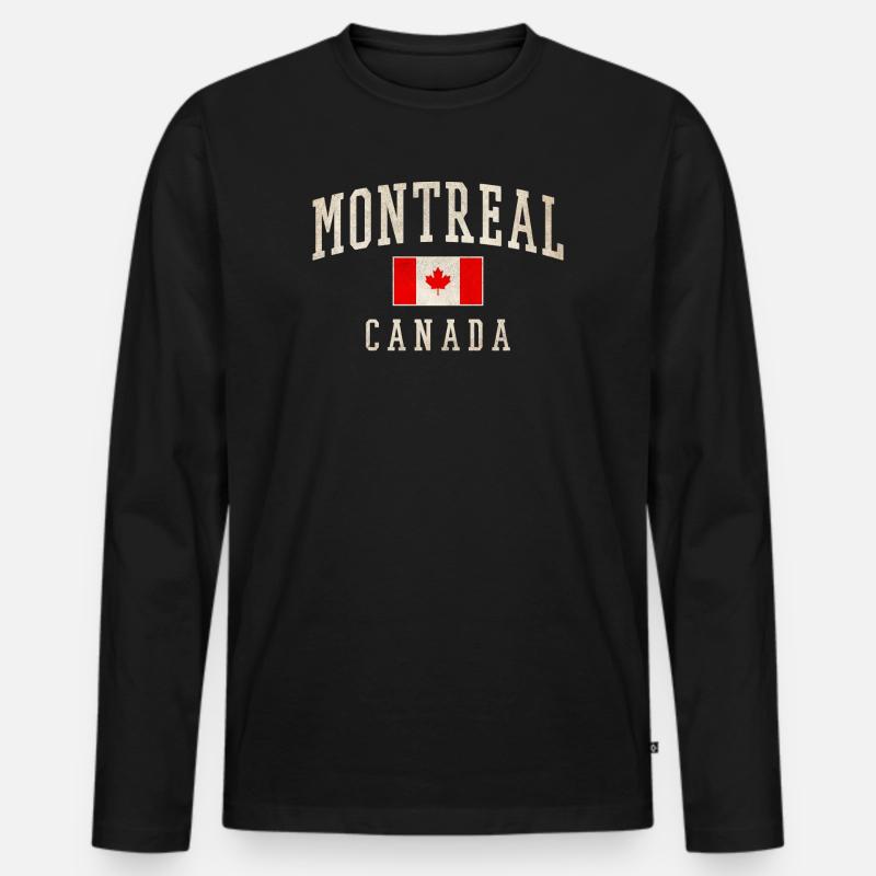 Montreal Canada Distressed Flag - Männer Premium Bio Langarmshirt - Schwarz