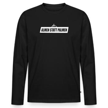 Almen Statt Palmen Berge Skifahren Bergsteigen Alm - Männer Premium Bio Langarmshirt - Schwarz - Vorne - Nico (187cm)