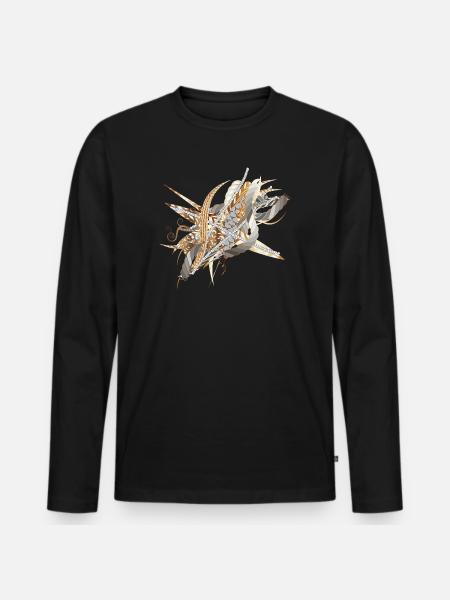 kunstnerisk filigran motiv lavet af bånd og fjer - Premium økologisk langærmet T-shirt til mænd - sort